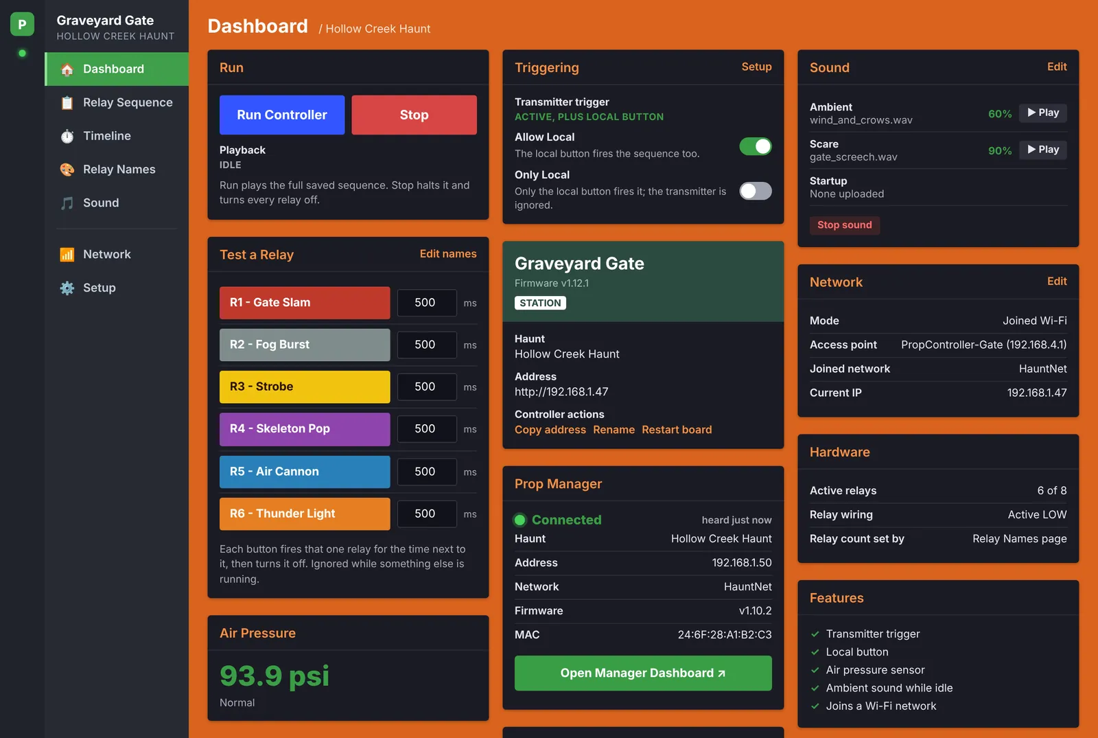 Prop Controller Dashboard page