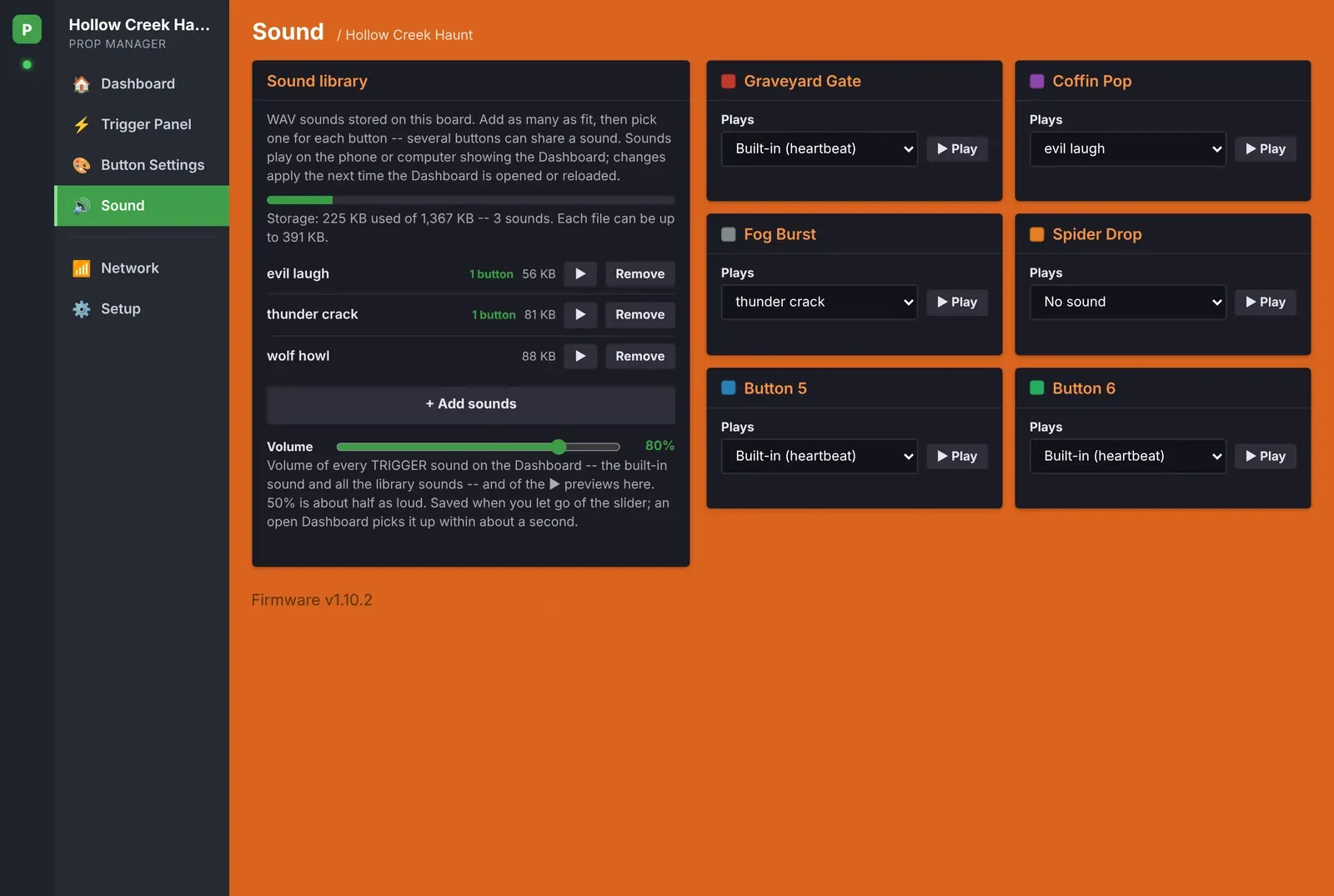 Sound page with a sound for each button